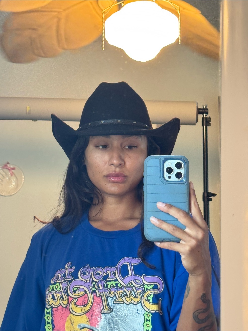 Classic Black Western Felt Cowboy Hat with Studded Leather Band